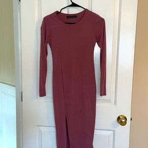 Mauve long sleeve Naked Wardrobe mini dress